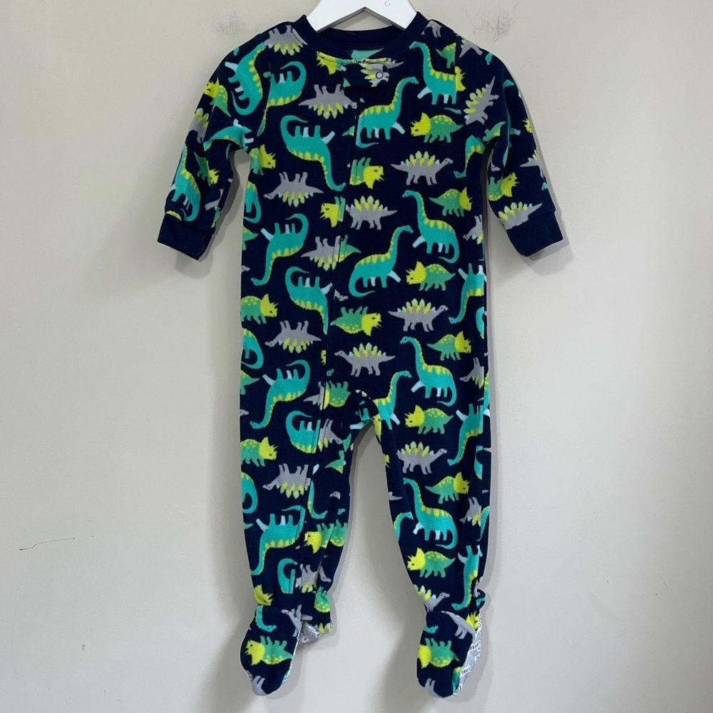 Simple Joys By Carter’s Baby Boy Zip Up Fleece Footed Pj’s Size 12 Months